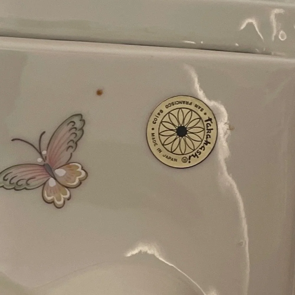 Takahashi San Francisco Cho-Cho Ceramic Wall Pocket Vase Butterfly Floral Japan